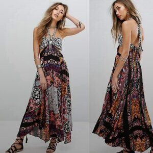 Free People California Love Boho Maxi Dress Botanical Combo Size 2 NWT